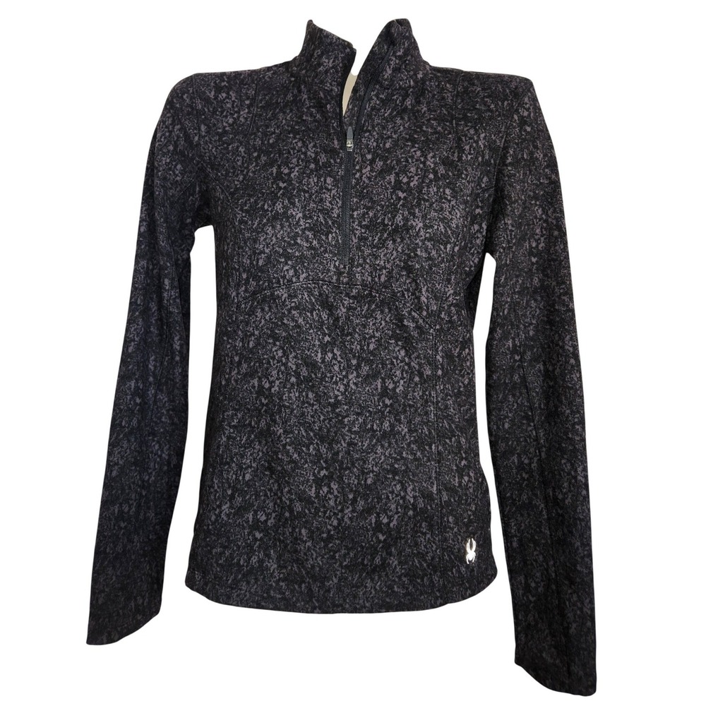 Spyder Active Womens Small Quarter Zip Pullover Charcoal Marbled SP177U ski